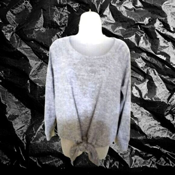 SWEATER, Crop Tie  by Allison Joy Women's Heather GRAY Pullover Size Small - Picture 3 of 8